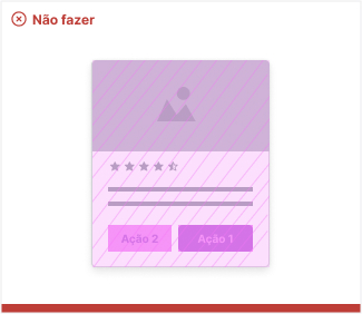 Card com 2 botões e toda a base do card sinalizados como partes interativas daquele conteúdo