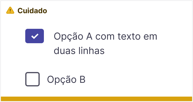 Checkbox com texto da primeira opção em duas linhas