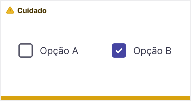 Checkbox com opções listadas lado a lado