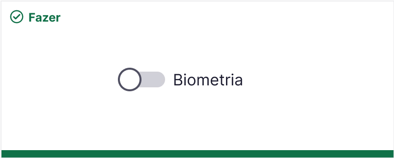 Componente switch com um rótulo '“'Biometria'