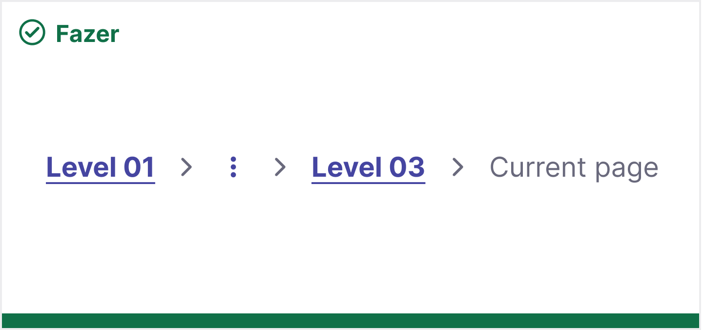 Breadcrumb com links contendo apenas texto