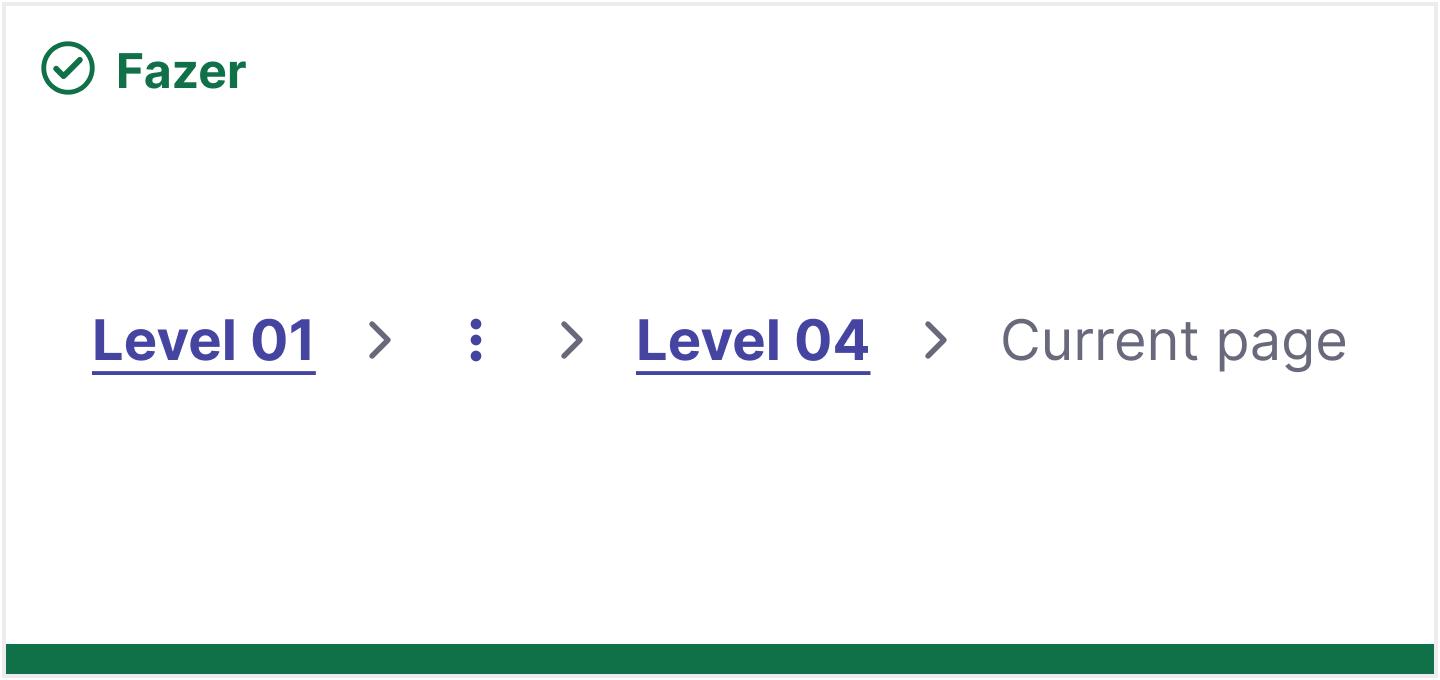 Breadcrumb exibindo até 4 níveis de forma clara
