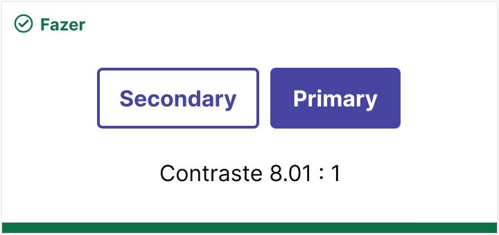 Botão primário e secundário com cores com contraste de 8.01:1