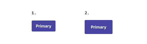 Três variações de tamanho para o botão dispostas lado a lado, sendo 1 o tamanho small, 2 o tamanho medium e 3 o tamanho large