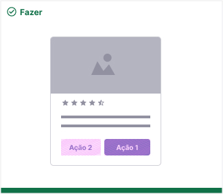 Card com dois botões, sinalizados como as únicas partes interativas daquele conteúdo