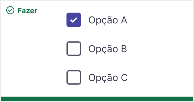 Checkbox com opções listadas lado a lado