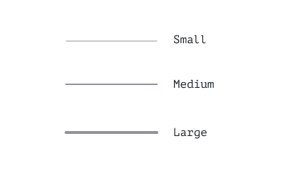 3 variações de divider, sendo small o mais fino, medium intermediário e large com maior espessura