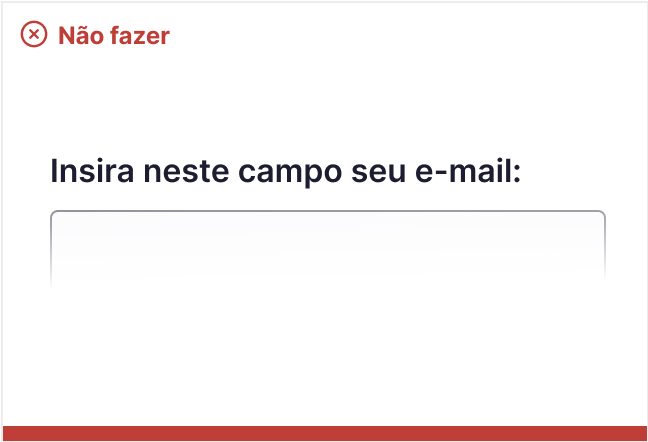 Campo com rótulo “Insira neste campo seu email: