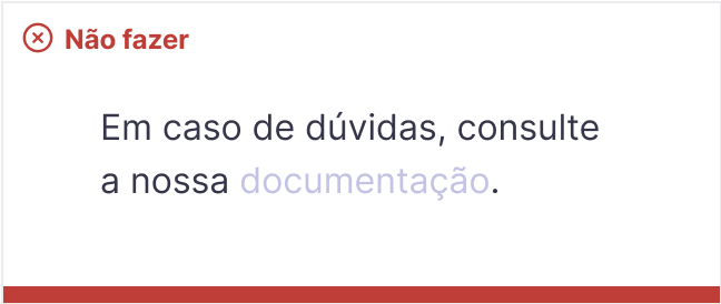 Link com contraste baixo, sem o underline e com a label documentação