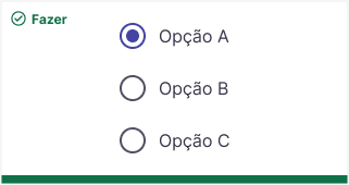 Radio button com opções listadas uma embaixo da outra