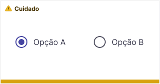 Radio button com opções listadas lado a lado