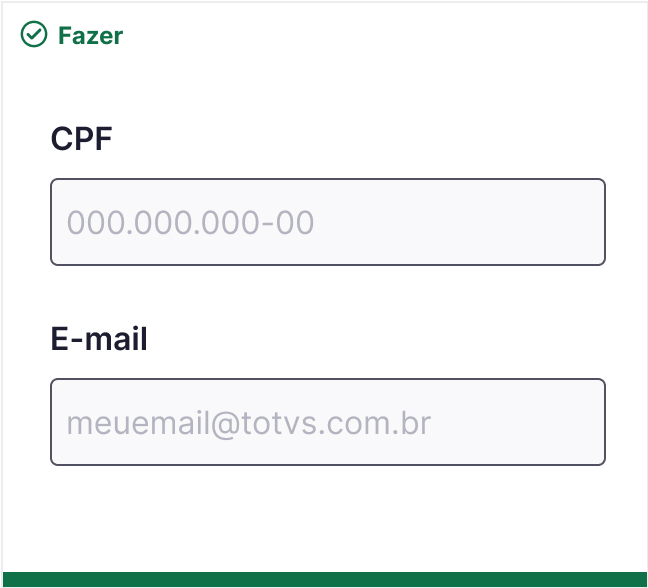 Dois inputs, CPF e email, identificados pela label