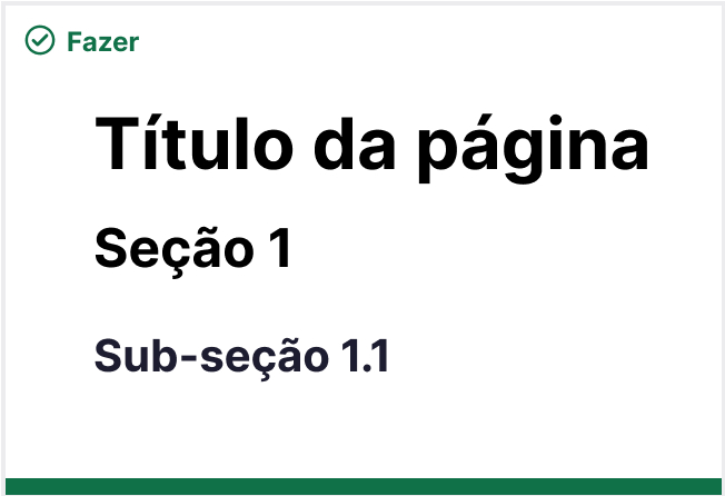 Três títulos com níveis de hierarquia diferentes